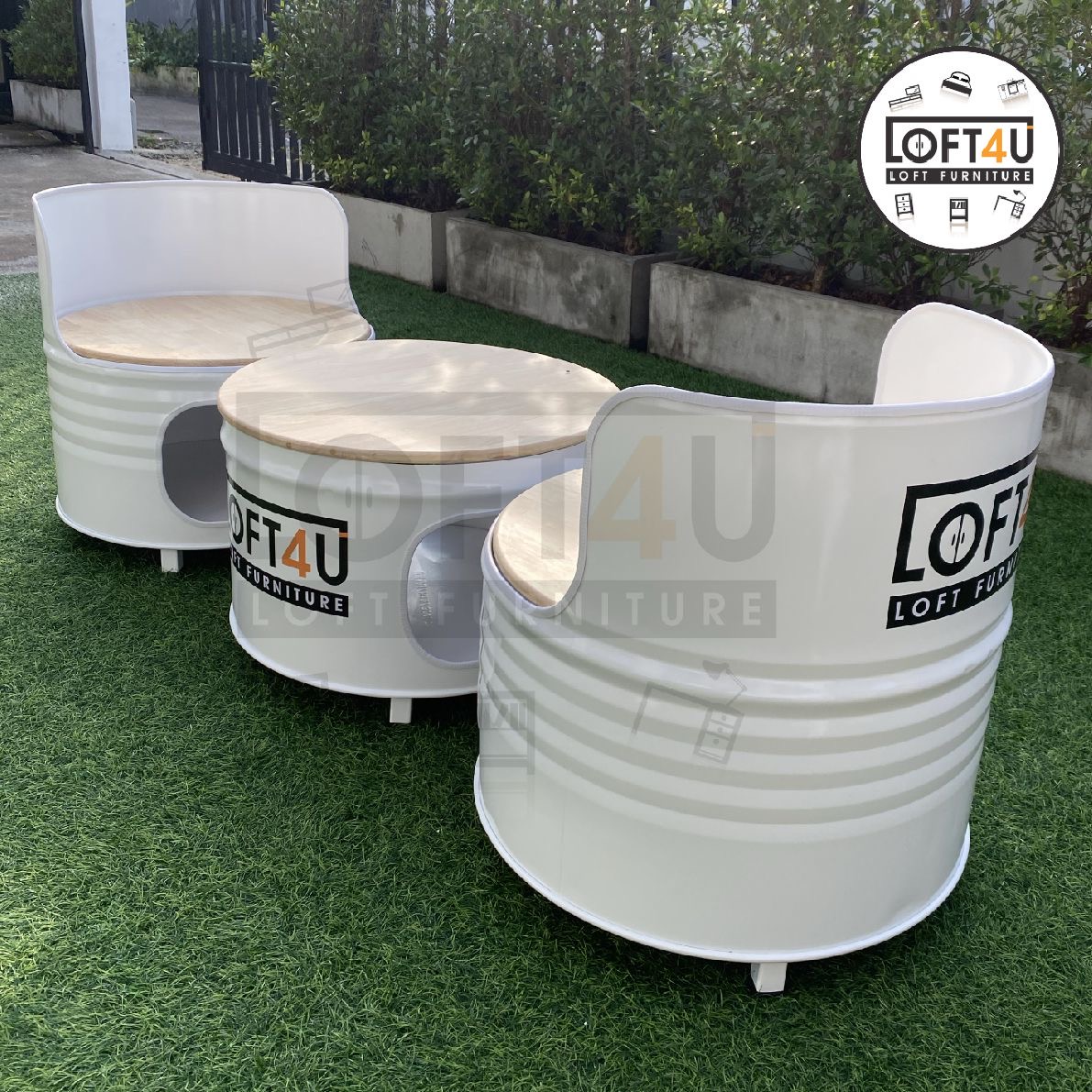 โต๊ะคาเฟ่2ที่นั่ง : Cafe Table Set : wooden cushion / 2 seats