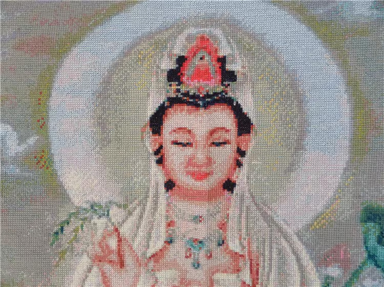 tep-1051 *สินค้าหมด* ชุดปักครอสติช ลายพระโพธิสัตว์กวนอิม (ปักเต็มผืนผ้า ไม่มีเดินเส้น ปักครั้งละ 3 เส้นเล็ก) ขนาด 72*93 ซม.ผ้าครอสติช 11CTพิมพ์ลายปักเต็มลายผ้า+ไหมคอตตอน 60 สี+ผังลาย+เข็ม