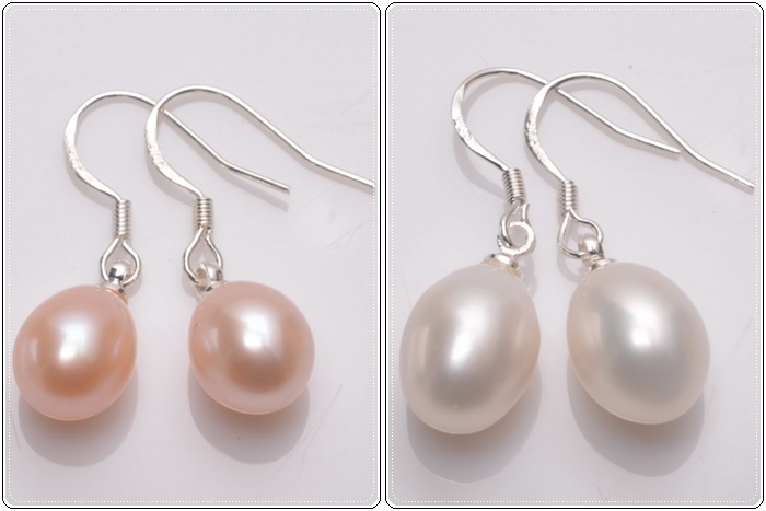 ต่างหูไข่มุกแท้ ก้านเงิน ทรงไข่-บาร๊อค 7.5-8 มิล หมดค่ะ