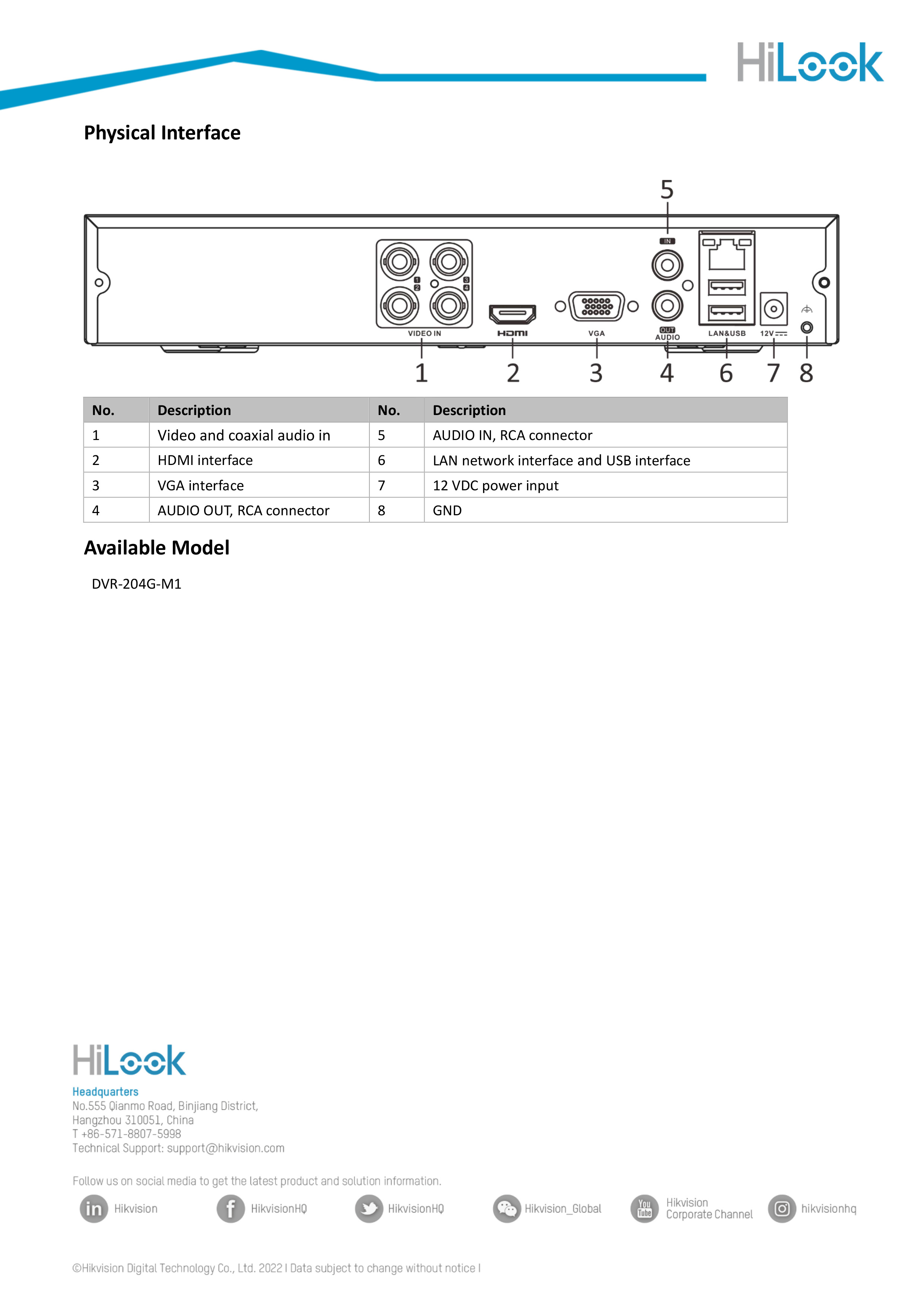 HILOOK DVR-204G-M1(C) เครื่องบันทึกวงจรปิด ระบบ HD 4CH รองรับกล้องมีไมค์ BILLIONAIRE SECURETECH DVR-204G-M1