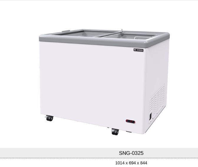 ตู้แช่แข็ง ฝากระจกเรียบ SANDEN SNG-0325 ( 11.3 คิว ) ขนาดตู้ภายนอก (ก x ล x ส ) 101.5 x 69.4 x 84 cm