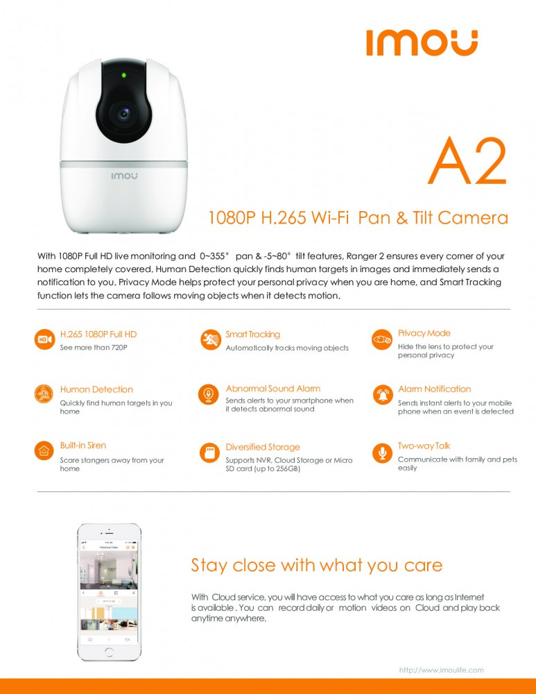 IMOU IPC-A22EP-G-V3 : A2 2MP กล้องวงจรปิด Indoor WIFI 2 MP มีไมค์และลำโพงในตัว ใส่การ์ดได้ BY BILLIONAIRE SECURETECH A2 2MP