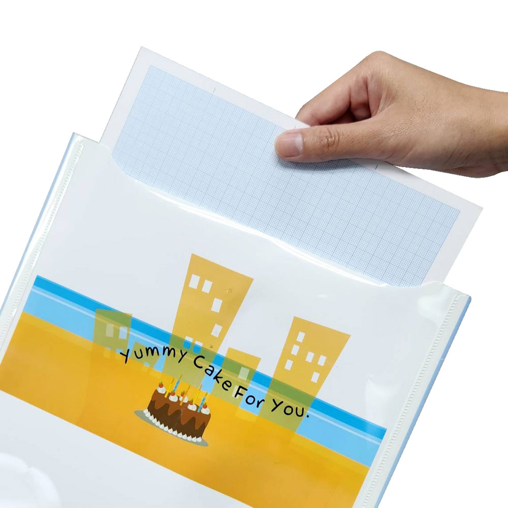 ด้านหลัง ซองกระดุม A4 ลาย Relax มีช่องใส่เอกสารเพิ่มอีก 1 ช่อง PP-510