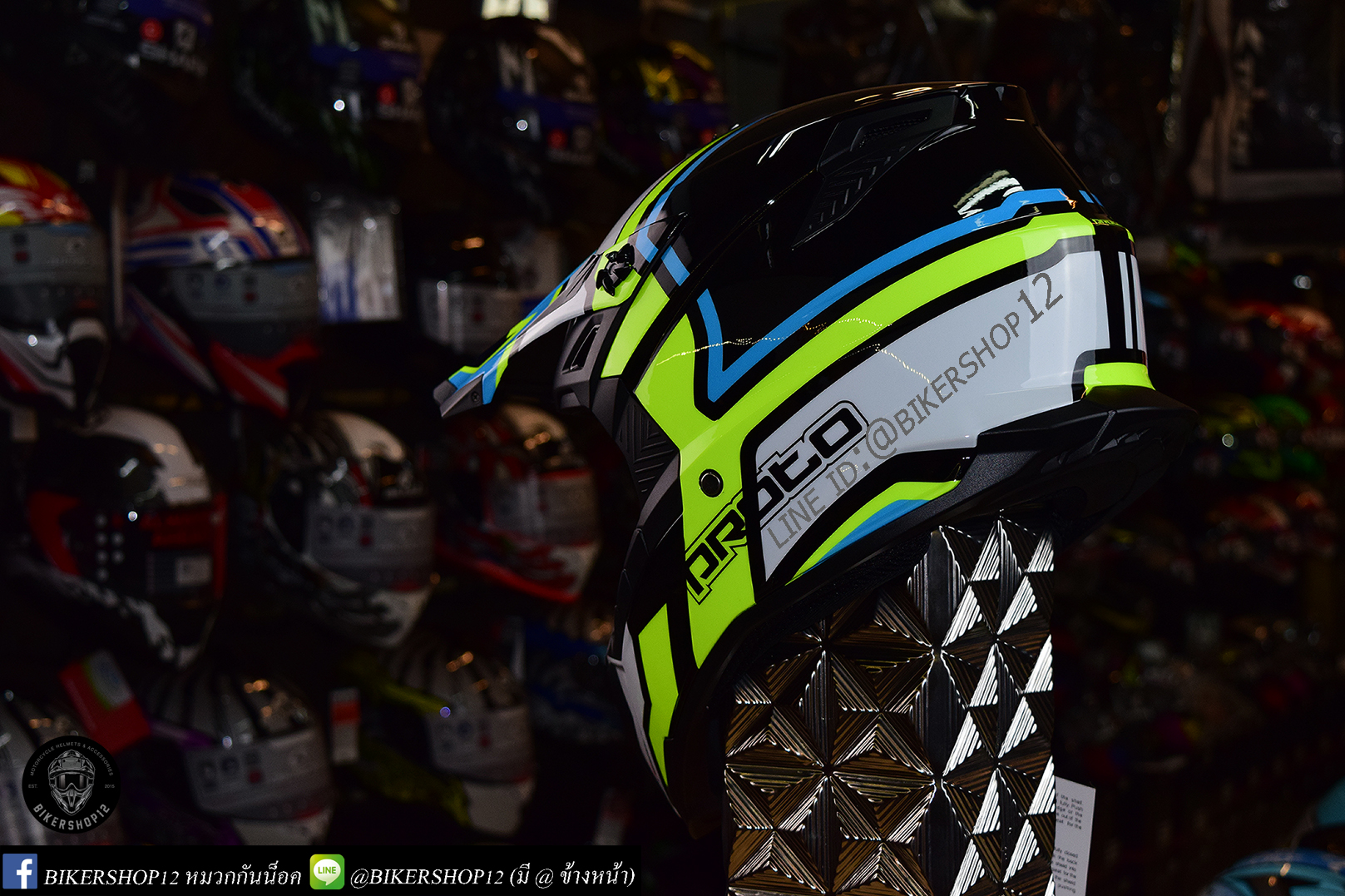 หมวกกันน็อควิบาก Index รุ่น PROTO สีขาว-เขียว-ฟ้า