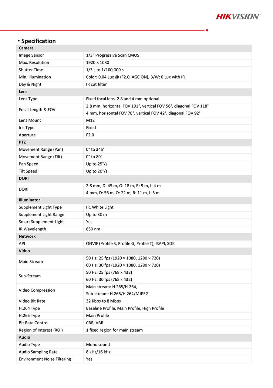 HIKVISION DS-2DE2C200MWG-4G กล้องวงจรปิด 4G ใส่ซิม 2MP Smart Hybrid Light Colorvu มีไมค์และลำโพงในตัว PAN/TILT ได้ BY BILLIONAIRE SECURETECH DS-2DE2C200MWG-4G