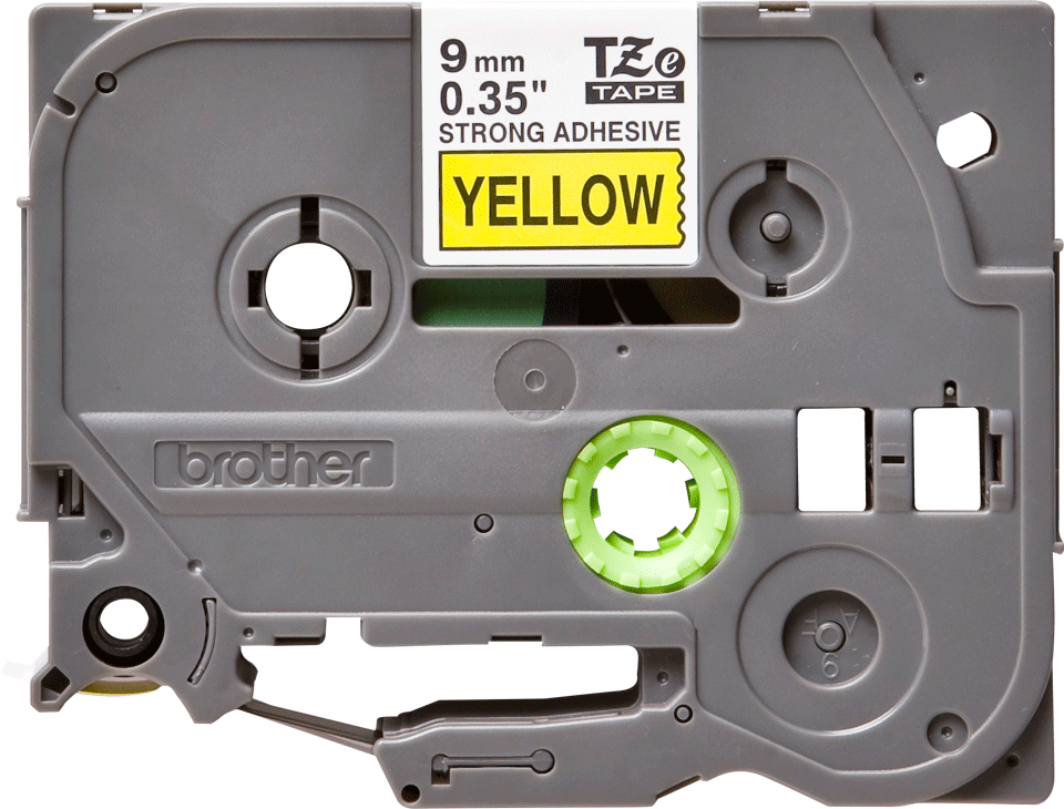 เทปพิมพ์อักษรกาวเหนียวพิเศษ BROTHER 9 mm. - อักษรดำพื้นเหลือง TZE-S621