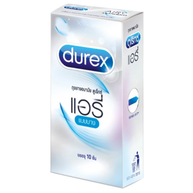 Durex ถุงยางอนามัย ดูเร็กซ์ แอรี่ แบบบาง 10 ชิ้น
