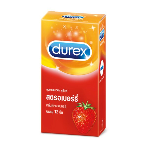 Durex ดูเร็กซ์ ถุงยางอนามัย สตรอเบอร์รี 12 ชิ้น