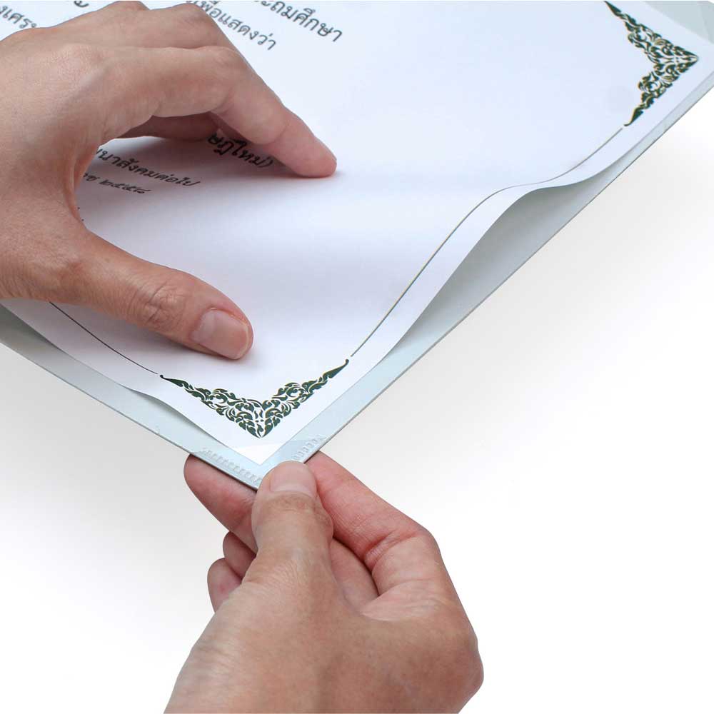 วิธีเข้ามุม กรอบใบประกาศนียบัตร ขาตั้งในตัว A5-JL-517 A4-JL-417