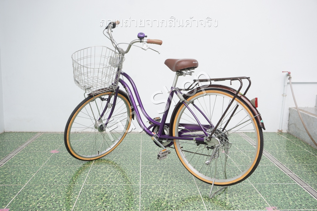 จักรยานแม่บ้านญี่ปุ่น - ล้อ 26 นิ้ว - เกียร์ 6 สปีด - ไฟหน้าอัตโนมัติ - สีม่วง [จักรยานมือสอง]