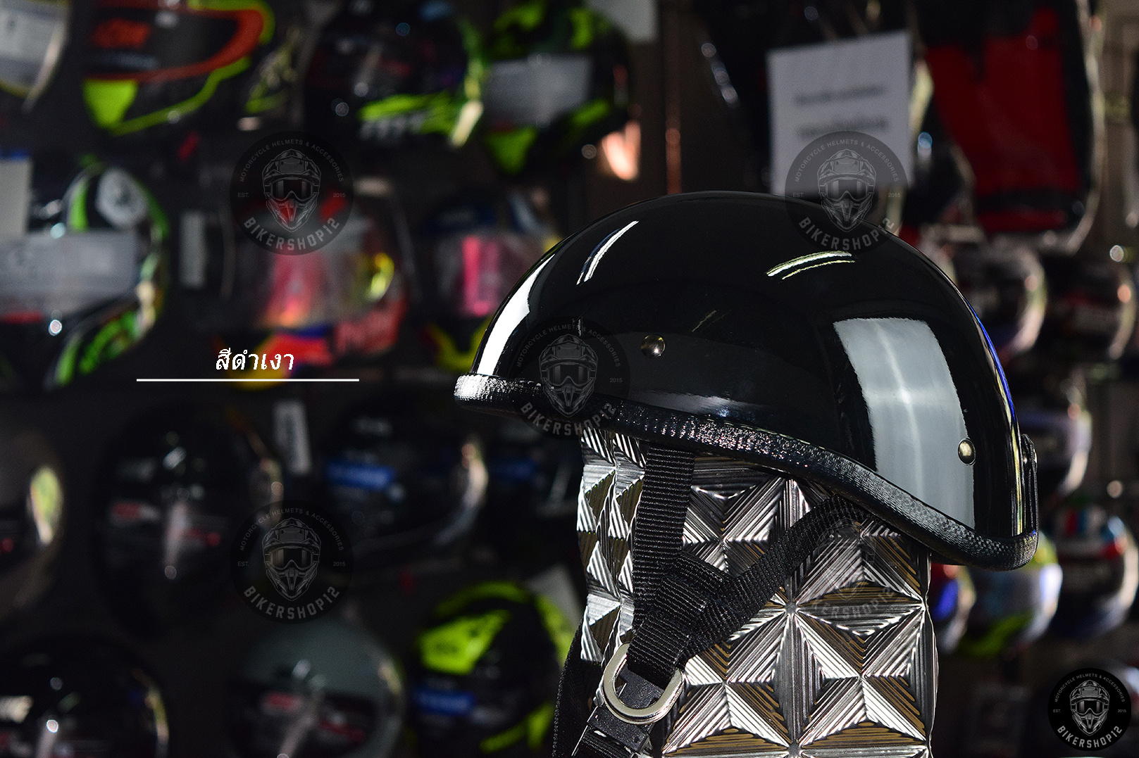 หมวกกันน็อคกะลา Chopper สีดำเงา