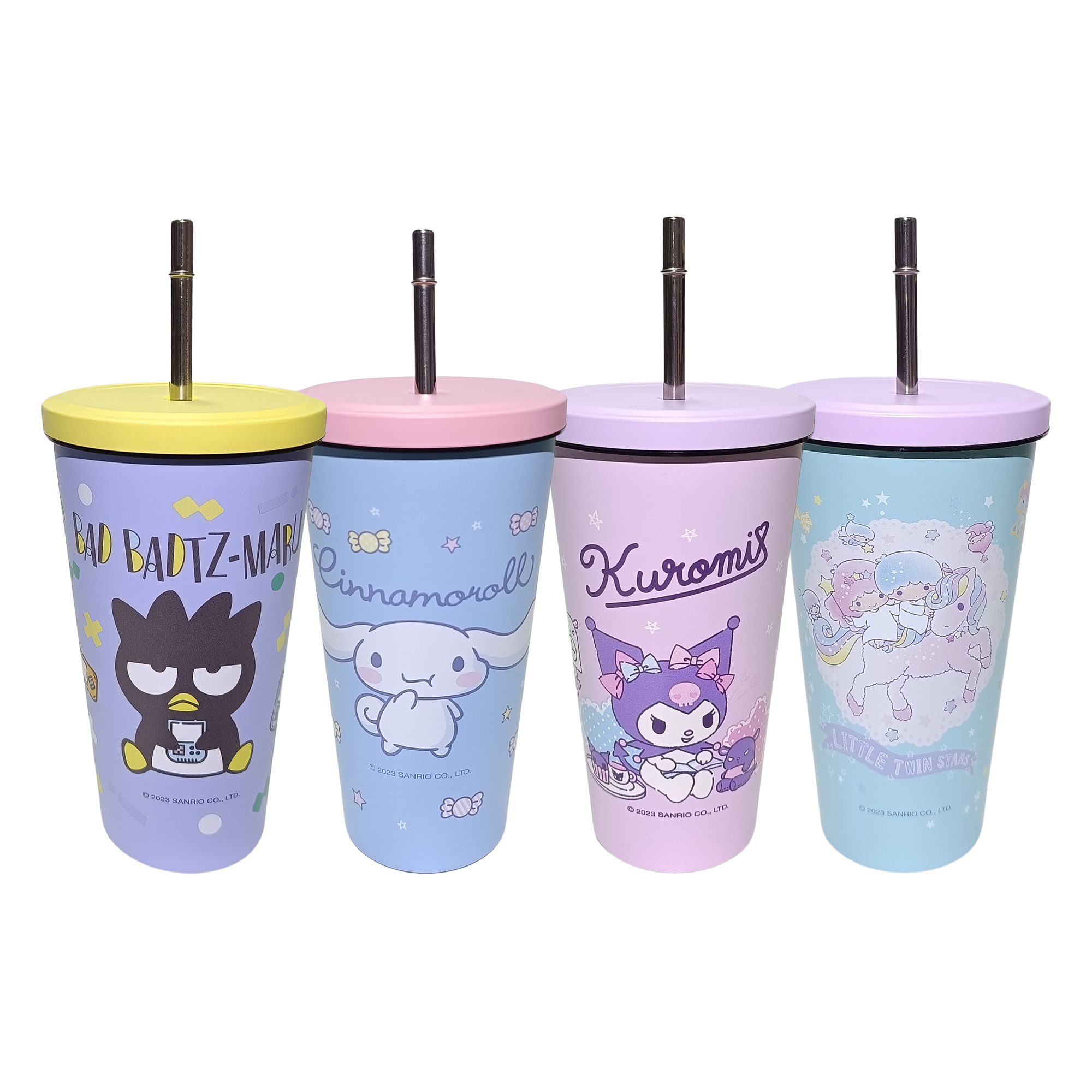 Tumbler 500 ml Sanrio Stainless Steel Cup with Straw แก้วน้ำสแตนเลสเก็บความร้อน/ความเย็น ลายการ์ตูนซานริโอ ขนาด 500 มล. เฮลโลคิตตี้ แก้วเยติ