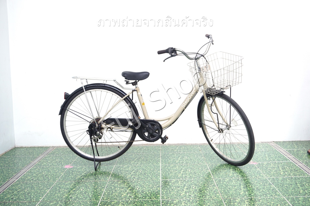 จักรยานแม่บ้านญี่ปุ่น - ล้อ 26 นิ้ว - เกียร์ 6 สปีด - สีครีม [จักรยานมือสอง]