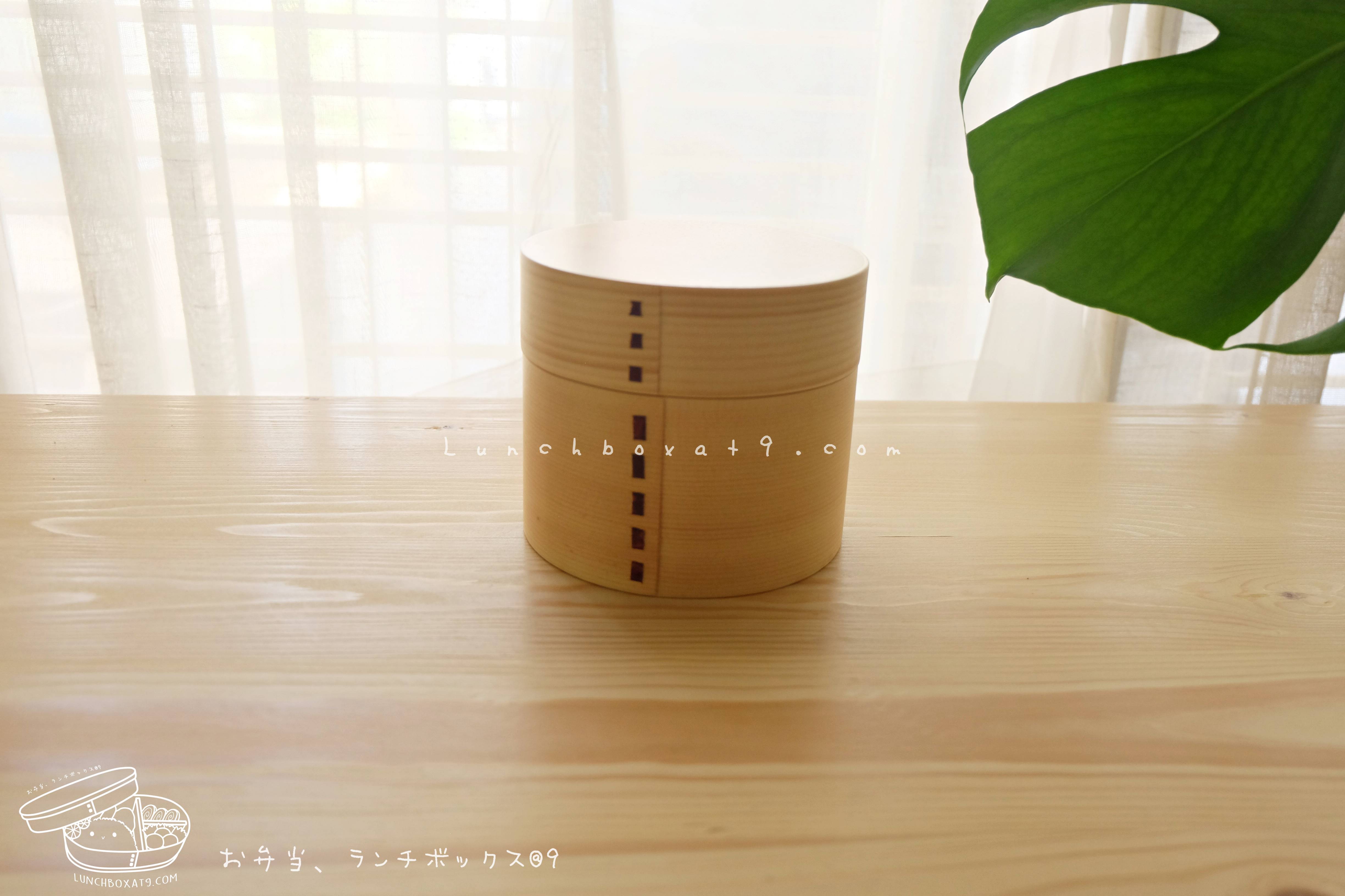 Small Round 2 stages bending magewappa bento box กล่องข้าวเบนโตะญี่ปุ่นทรงกลมสีไม้ 2 ชั้น