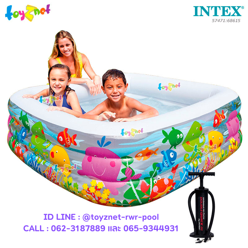 Intex Clearview Aquarium Pool 1.59x1.59x0.50 m No.57471 + Double Quick III Hand Pump