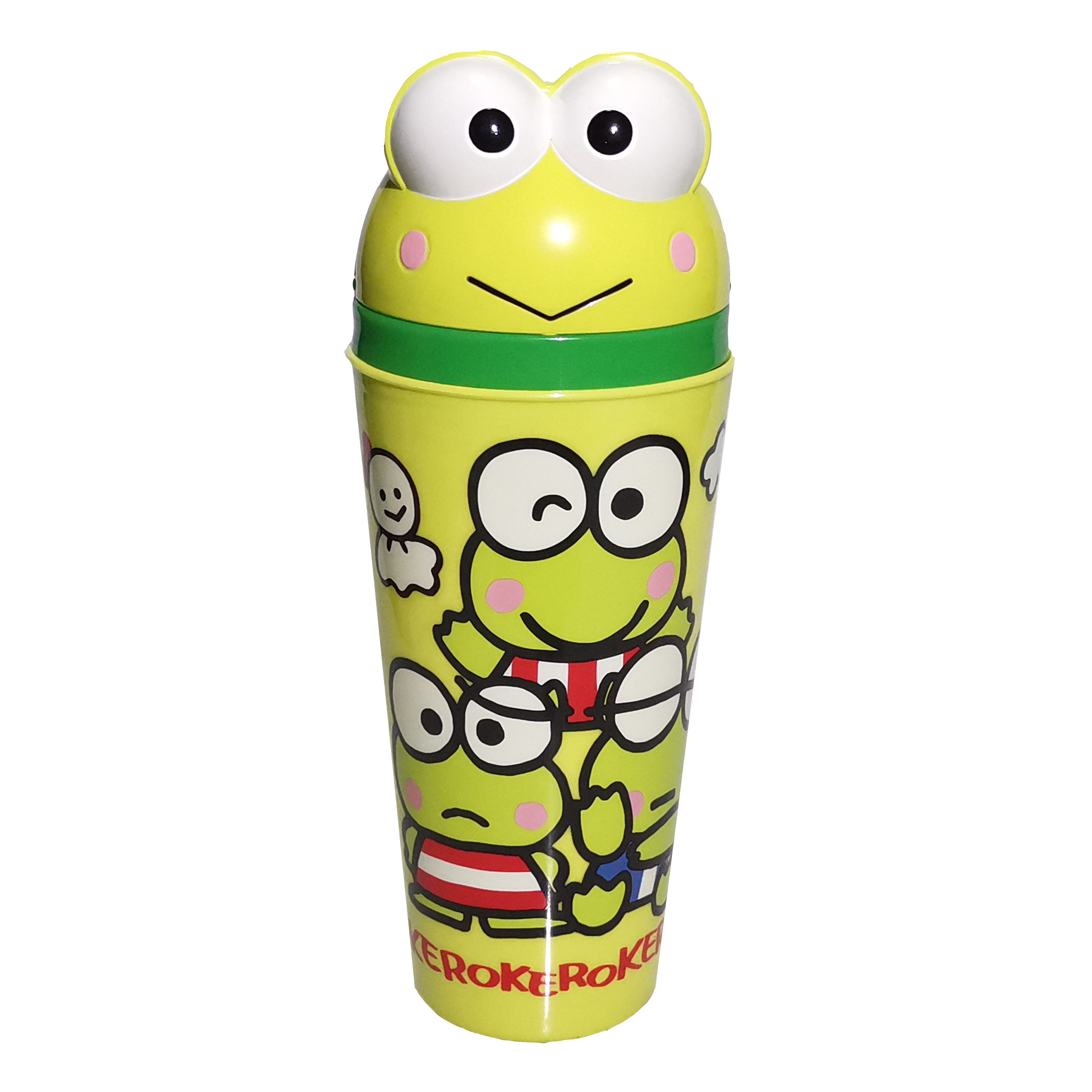 Bottle Lid Cartoon Keropii Sanrio กระบอกน้ำฝาเปิดกบเคโระสีเขียว ขวดน้ำลายการ์ตูนซานริโอ
