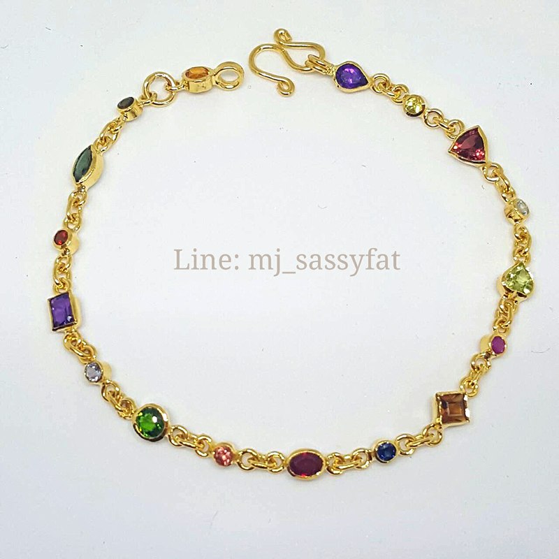 สร้อยข้อมือทอง90 พลอยแฟนซีสีสวยๆ ค่ะ 1