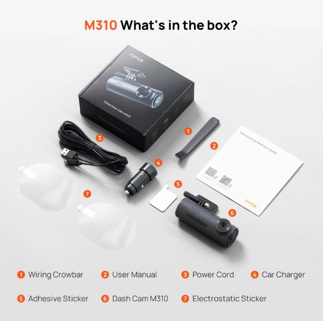 70mai M310 กล้องติดรถ Dash Cam กล้องติดรถแบบกล้องหน้า 1296P BY BILLIONAIRE SECURETECH M310