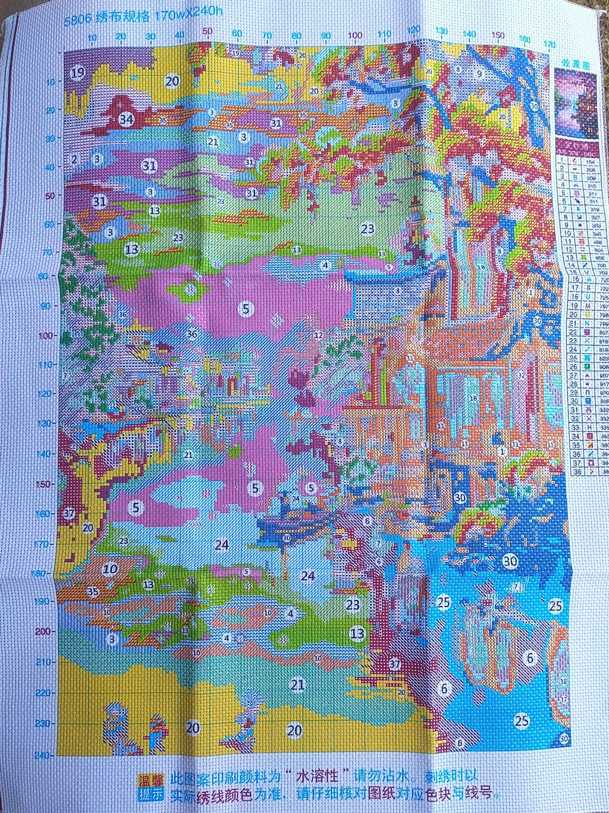 home-1018 *พร้อมส่ง* ชุดปักครอสติช ลายบ้านริมคลอง (ปักเต็มผืนผ้า ไม่มีเดินเส้น ผ้า 9CTพิมพ์ลาย ปัก 4 เส้นเล็ก) ขนาด 60*80 ซม.ผ้าครอสติช 9CTพิมพ์ลายปักบนผ้า ไหมคอตตอน 38 สี ผังลาย เข็ม