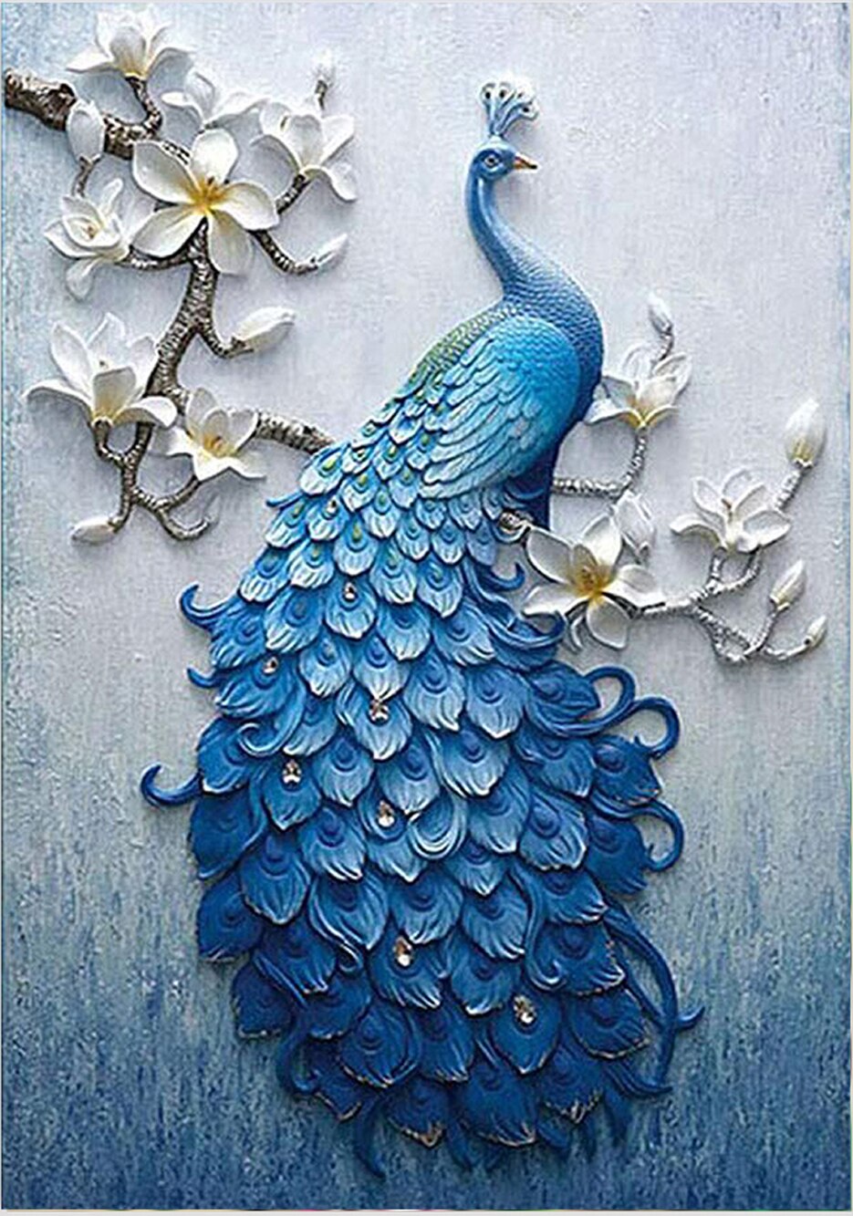peacock-2015 *สินค้าหมด* ชุดภาพติดคริสตัลกลม ลายนกยูงฟ้า ( 3D ติดเฉพาะช่วงตัวนกยูง ) ขนาด 35*50 ซม.ผ้าแคนวาส ลงกาวติดเฉพาะช่วงตัวนกยูง+คริสตัลกลม 11 สี+อุปกรณ์ครบชุด