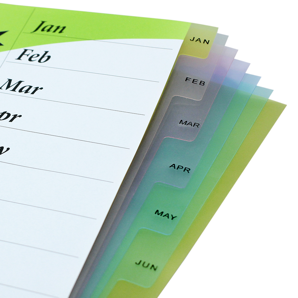 12 Tabs Index Divider A4 Translucent Multi Colors