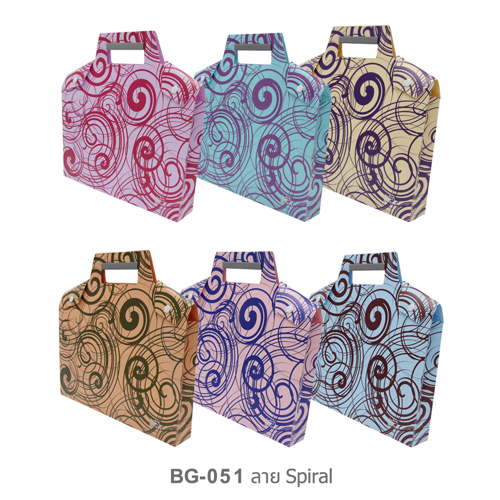 กระเป๋าพลาสติกใส่เอกสาร A4 อินสไตล์แบ็ก BG-051 คละสี ลาย Spiral 