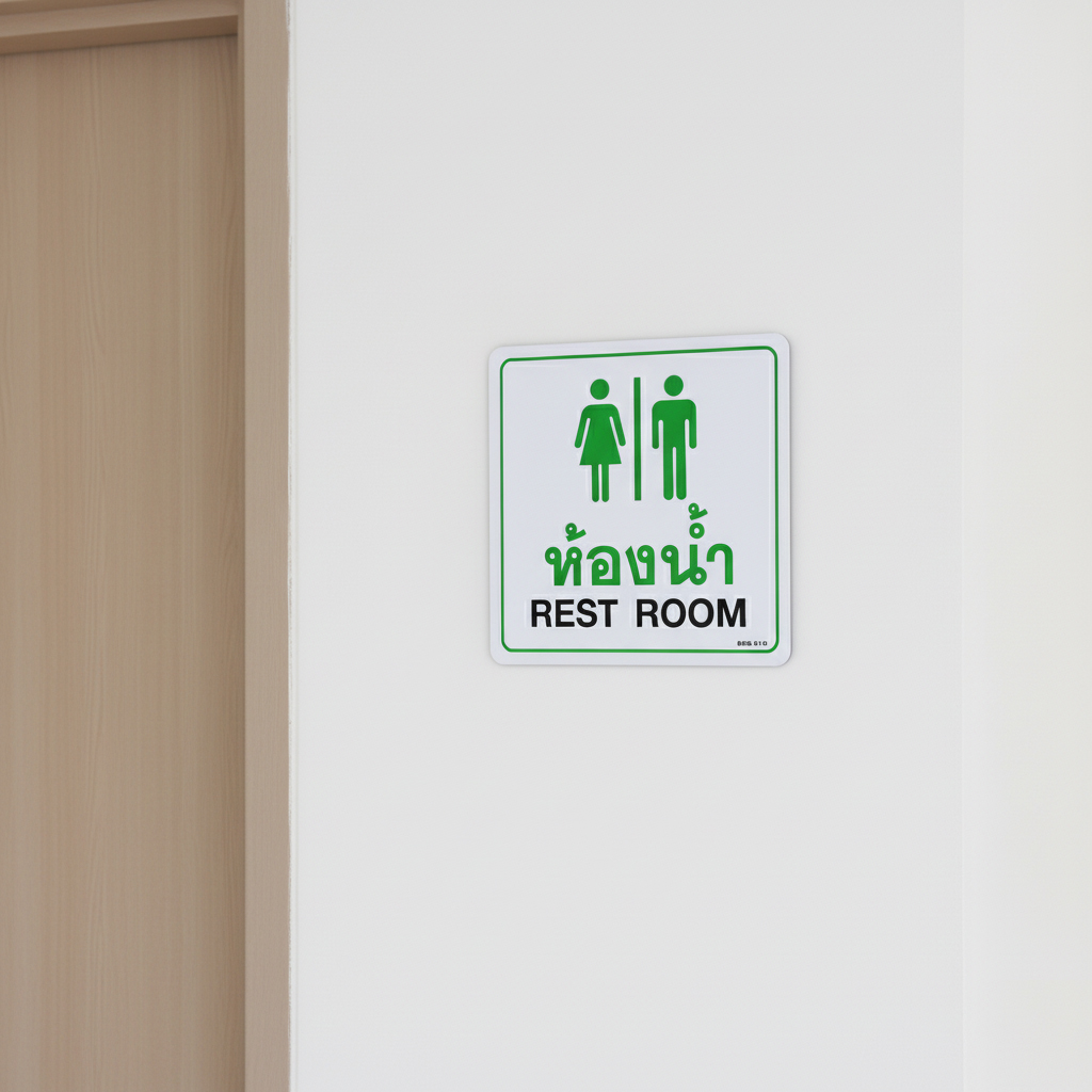 ป้ายพลาสติก 10x10ซม. PS-110-SSG SMG ภาพป้ายห้องน้ำ