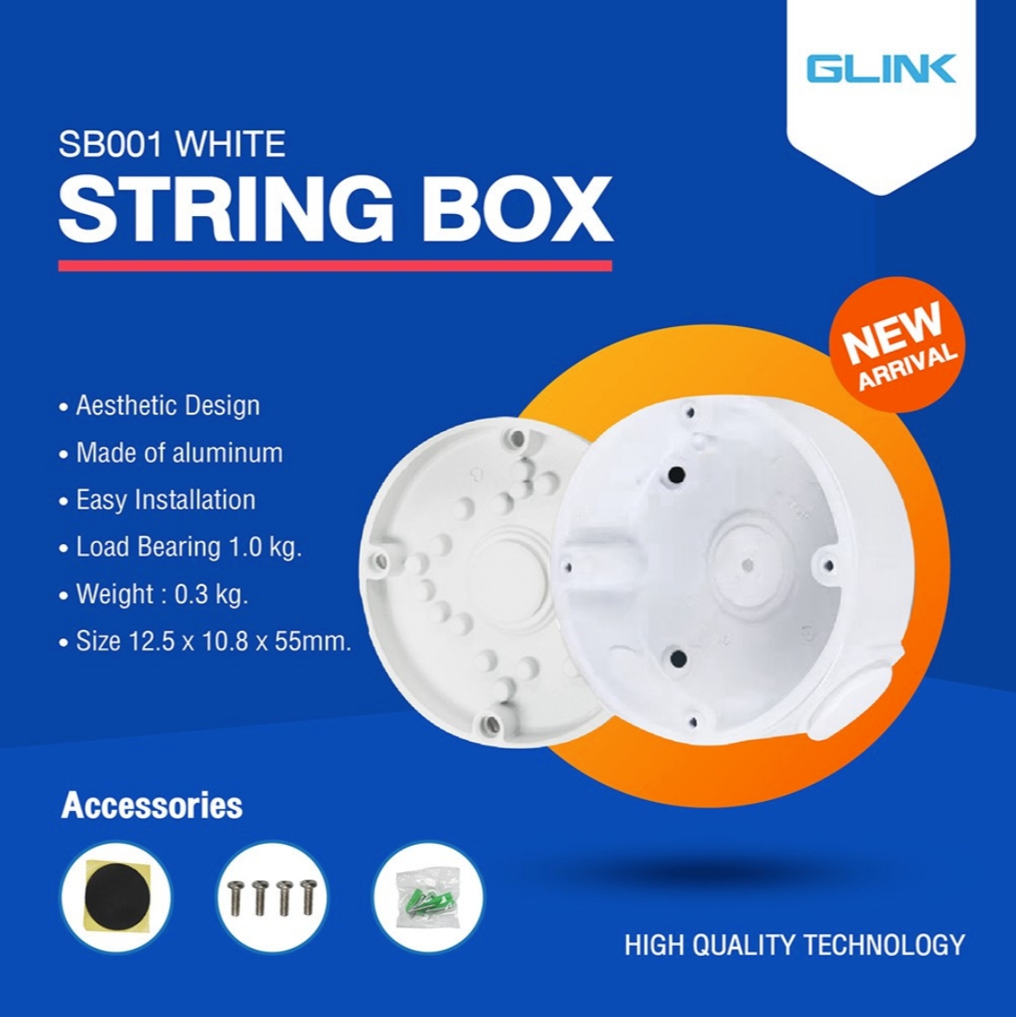 GLINK SB001 / SB-001 กล่องกันน้ำเก็บสายไฟ สีขาว ทำจากอลูมิเนียม Camera mount string box BY BILLIONAIRE SECURETECH SB001 ขาว
