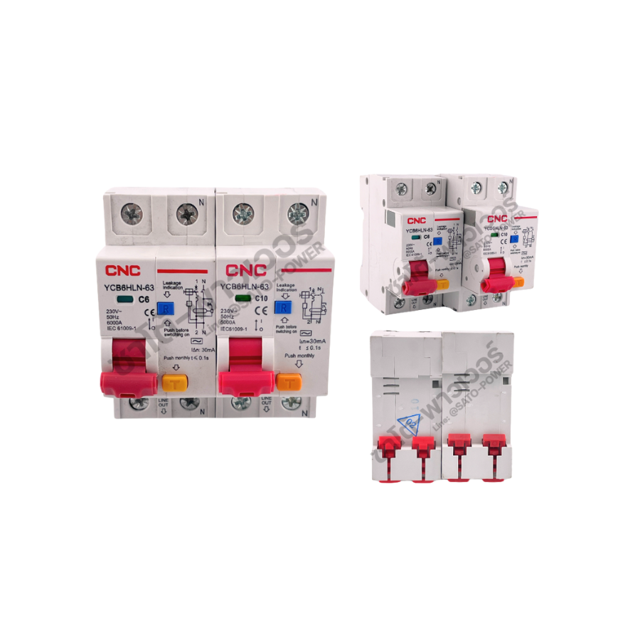 CNC 30mA ไฟกระแสเกิน AC YCBHLN-63 รุ่น RCBO-06A-CNC 6A และ 10A | RCBO MCB เบรกเกอร์ป้องกัน | ตัดวงจรไฟฟ้า | กระแสไฟตกค้าง