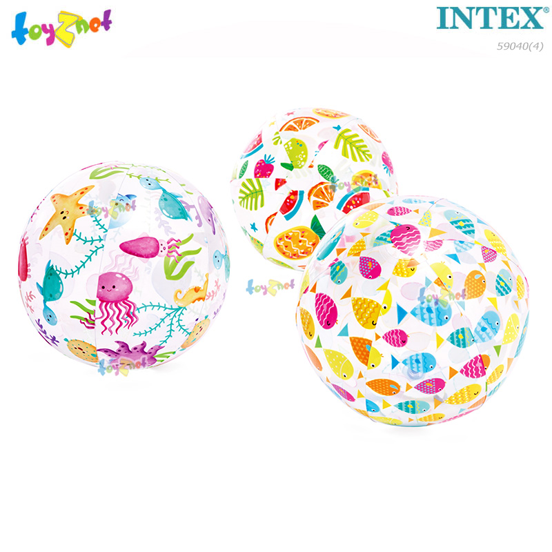 Intex ส่งฟรี บอลชายหาดลายสดใส 20 นิ้ว (51 ม.) คละลาย 4 ลูก รุ่น 59040