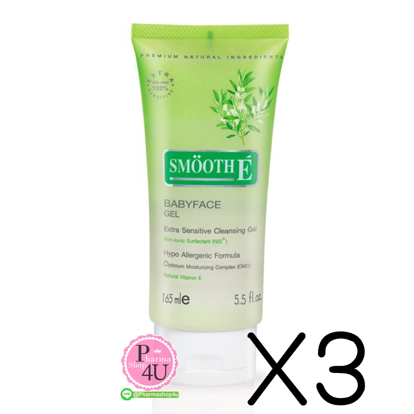 (ซื้อ3 ราคาพิเศษ)Smooth-E BabyFace Gel (5.5OZ) 165ML สมูทอี เบบี้เฟส เจล 165มล. เจลล้างหน้า สูตรไม่มีฟอง