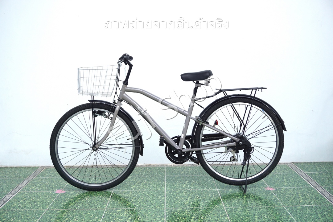 จักรยานแม่บ้านล้อโต ญี่ปุ่น - ล้อ 27.5x1.95 - เกียร์ 6 สปีด - ไฟหน้าอัตโนมัติ - Fallvy Style - สีเทา [จักรยานมือสอง]
