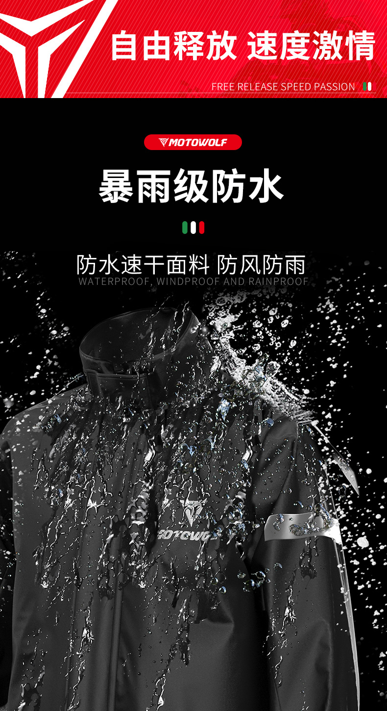 เสื้อและกางเกงกันฝน MOTOWOLF MDL0401