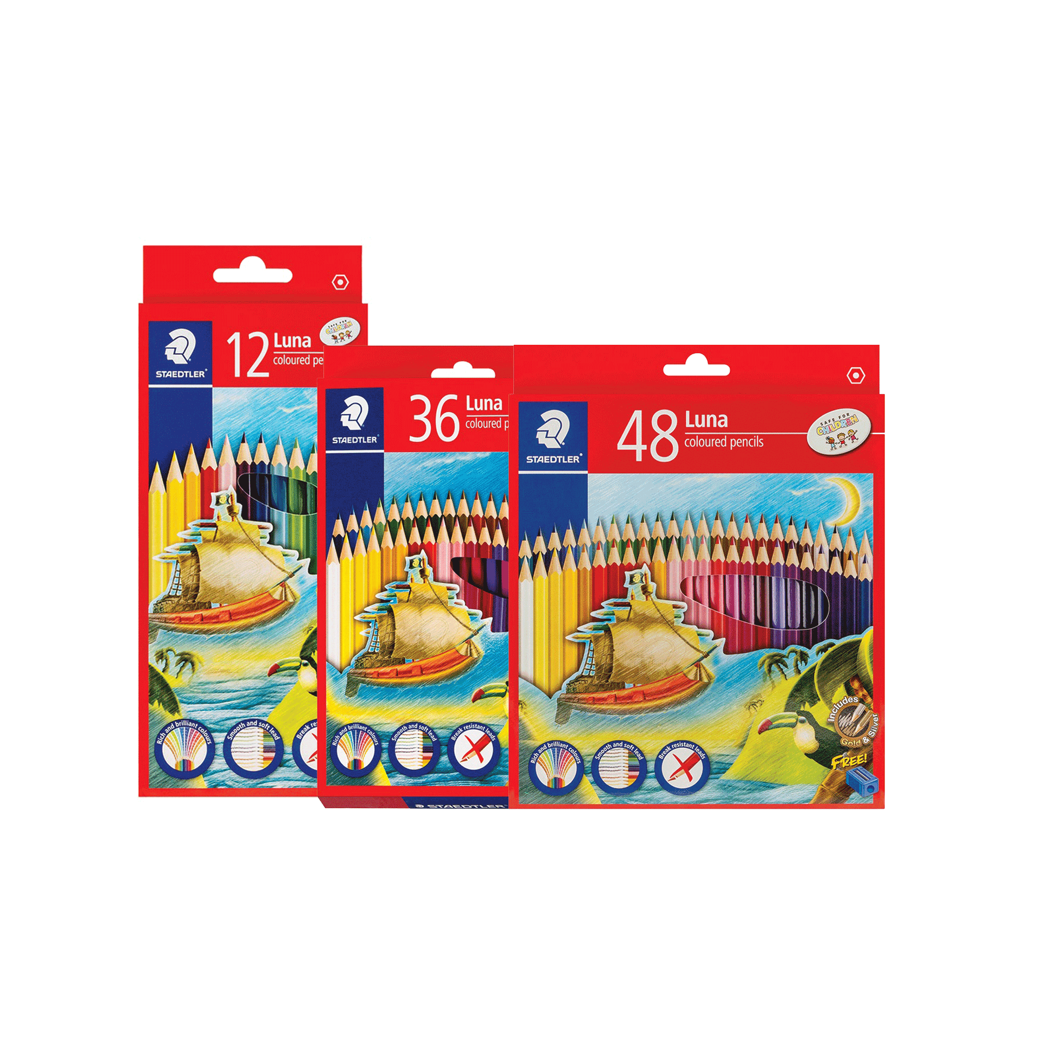 ดินสอสี Color Pencil สเต็ดเลอร์ Staedtler สีไม้ยาว รุ่น 136 Luna จำนวน 1 กล่อง
