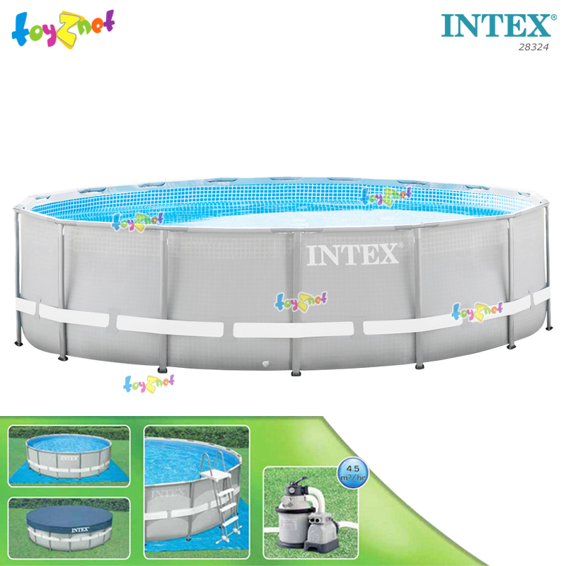 Intex Ultra Frame Pool Set 16ft (4.88x1.22 m) w/Sand Filter Pump-Ladder-Pool Cover-Ground Cloth no.28324