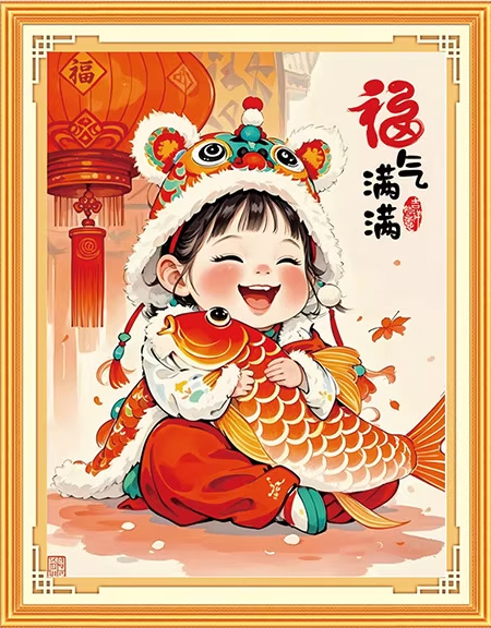 girl-1004 *พร้อมส่ง* ชุดปักครอสติช ลายสาวน้อยกอดปลา (ปักเต็มผืนผ้า ผ้า11CTพิมพ์ลาย ปัก 3 เส้นเล็ก) ขนาด 52*65 ซม.ผ้าครอสติช 11CTพิมพ์ลายปักบนผ้า ไหมคอตตอน 33 สี ผังลาย เข็ม