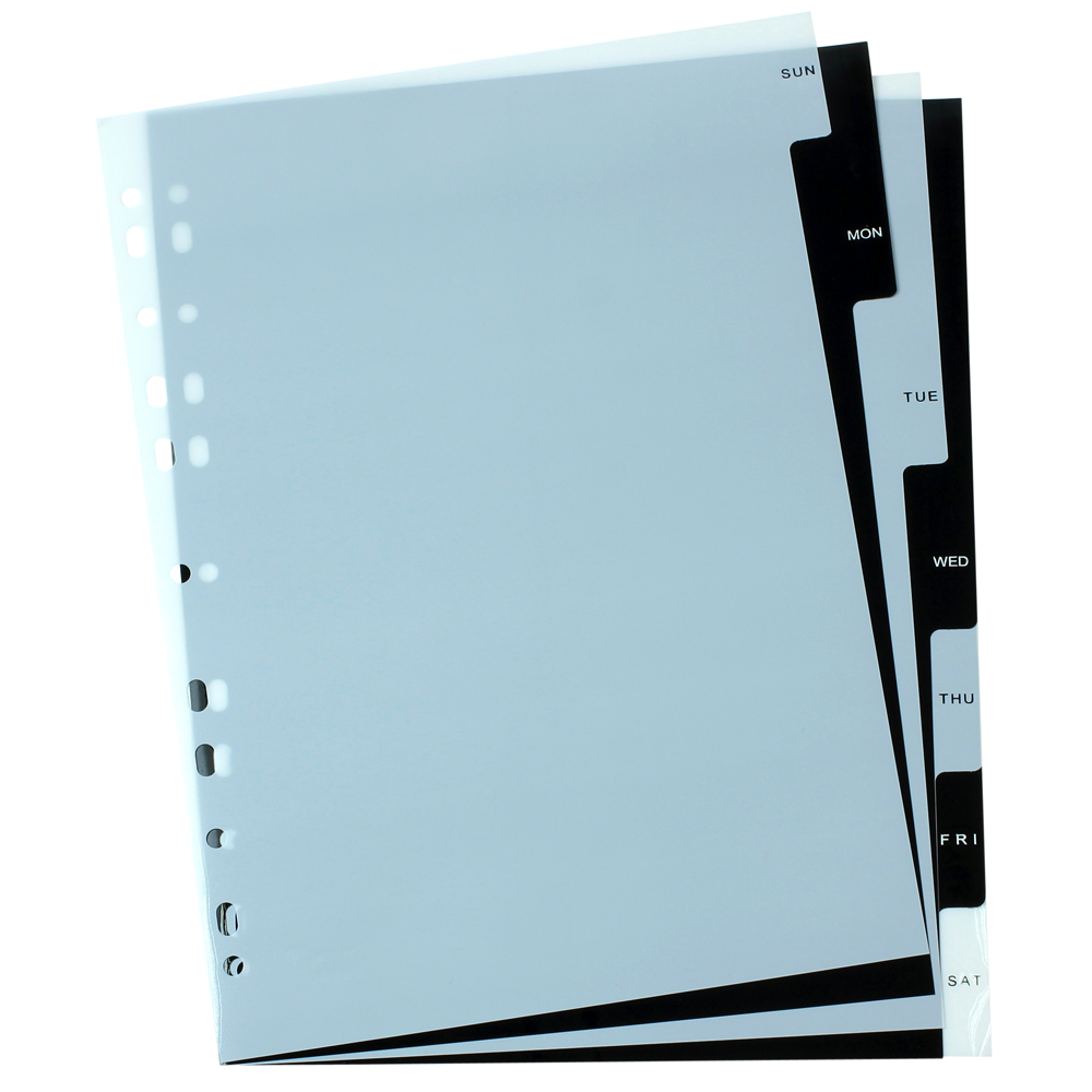 อินเด็กซ์พลาสติกคั่นเอกสาร A4 7หยักก้าน DX-850 พิมพ์ Sun-Sat นำไปจัดชุดคละสีได้เอง 2