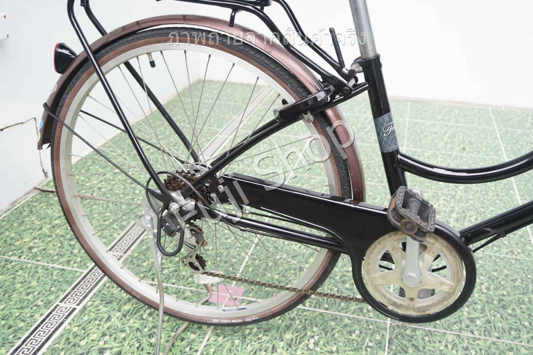 จักรยานแม่บ้านญี่ปุ่น - ล้อ 27 นิ้ว - เกียร์ 6 สปีด - ไฟหน้าอัตโนมัติ - Marukin - สีดำ [จักรยานมือสอง]