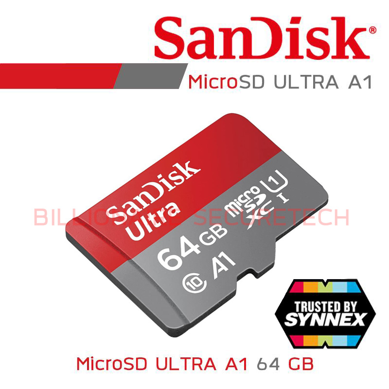 SANDISK ULTRA A1 MicroSD Card SDSQUA4_064G_GN6MN : 64 GB (BY SYNNEX) Class 10 BY BILLIONAIRE SECURETECH SANDISK ULTRA A1 64GB