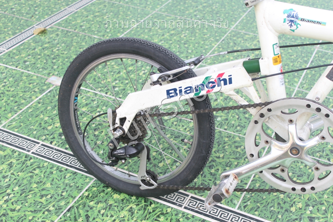 จักรยานพับได้ญี่ปุ่น - ล้อ 18 นิ้ว - ขาไก่ - เกียร์ 7 สปีด - อลูมิเนียม - Bianchi - สีขาว [จักรยานมือสอง]