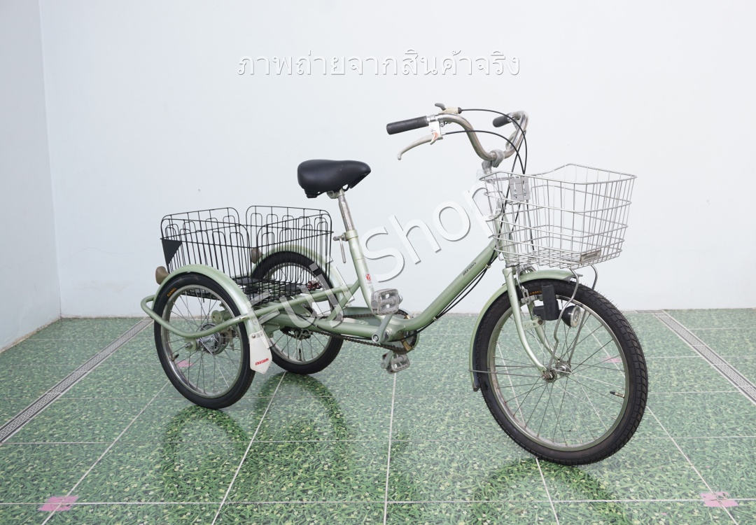 จักรยานสามล้อญี่ปุ่น - ล้อ 20/18 นิ้ว - มีเกียร์ - Maruishi - สีเขียว [จักรยานมือสอง]