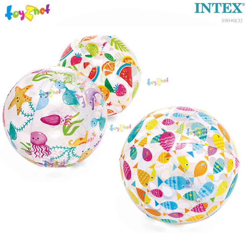 Intex Lively Print Beach Ball 20in (51cm) 3 Pcs. Color-Assorted no.59040