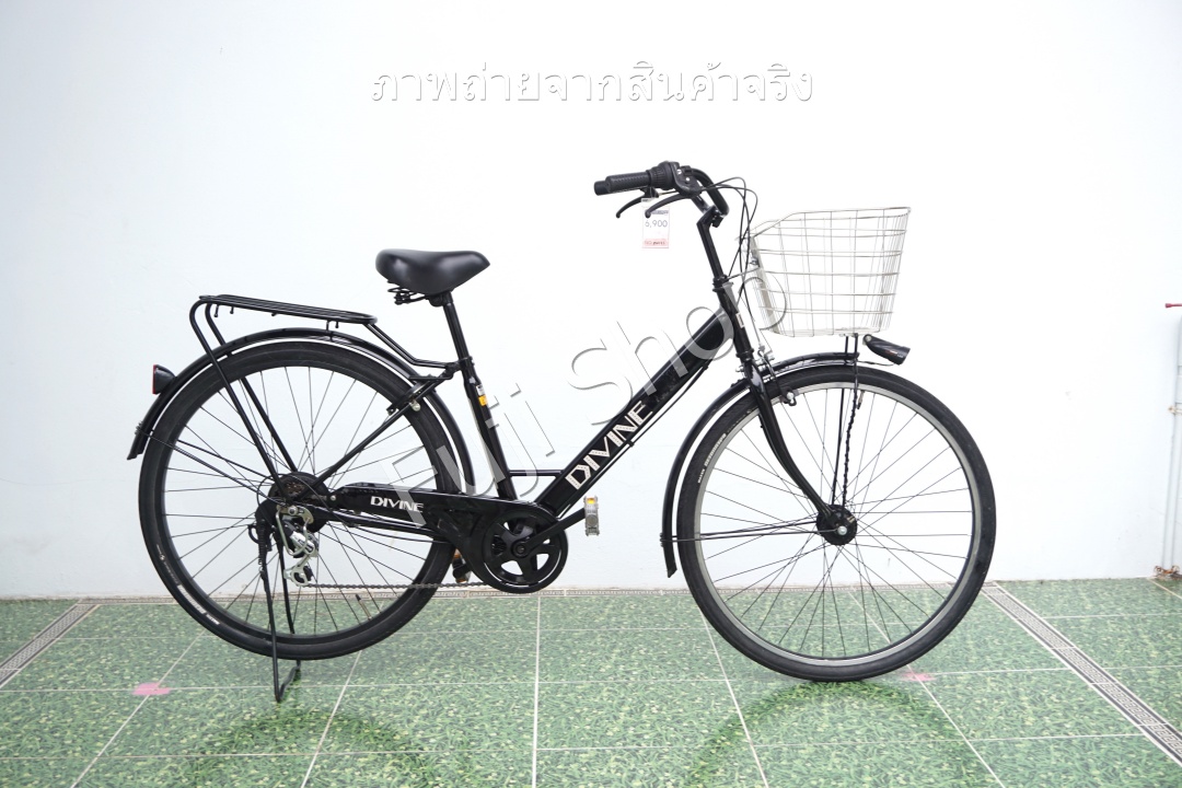 จักรยานแม่บ้านล้อโต ญี่ปุ่น - ล้อ 27.5x1.95 - เกียร์ 6 สปีด - ไฟหน้าอัตโนมัติ - Divine - สีดำ [จักรยานมือสอง]