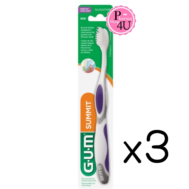 (ซื้อ3 ราคาพิเศษ) Sunstar GUM Summit Toothbrush #509 ซันสตาร์ กัม ซัมมิท แปรงสีฟันสำหรับผู้ที่เหงือกร่น #คละสี