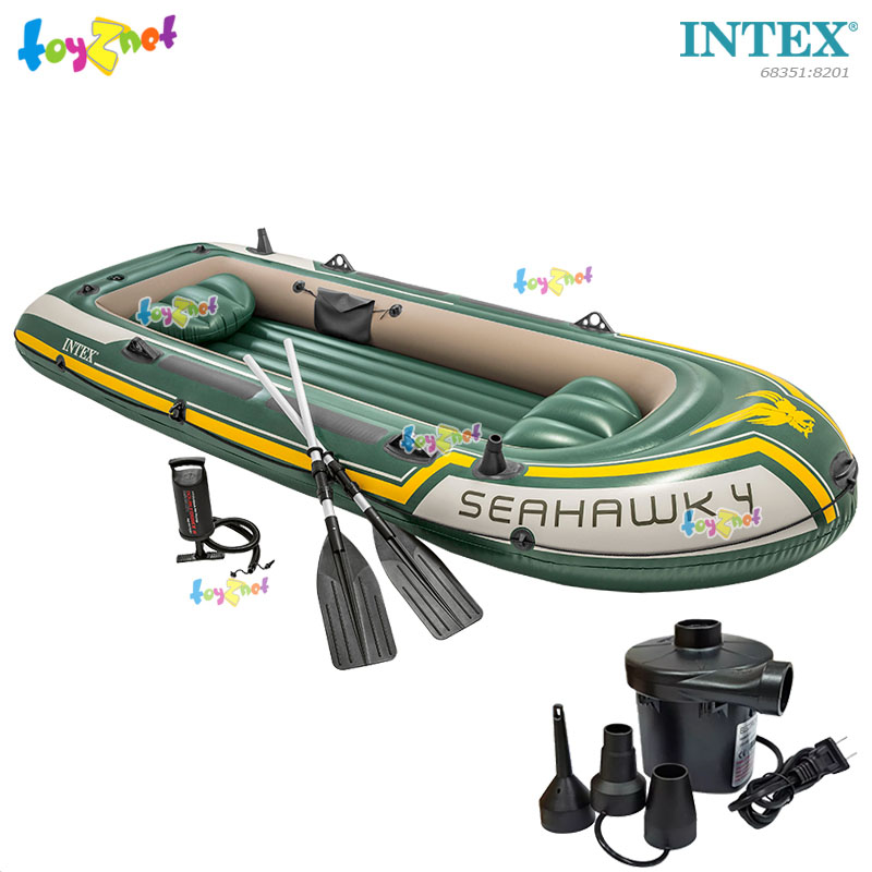 Intex Seahawk 4 Boat Set w/Alum. Oars & Air Pump No.68351 + 8201