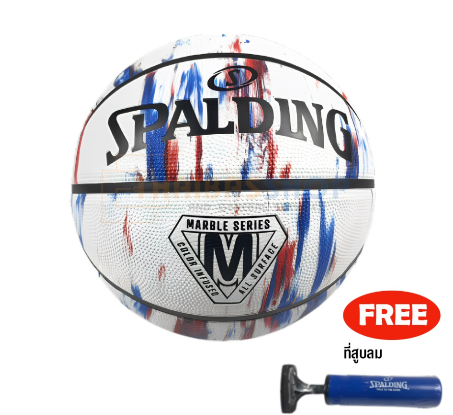 (ของแท้ 100%) บาสเกตบอล ลูกบาส Spalding Marble Series (Red White Blue) บาสเกตบอลยาง เบอร์7