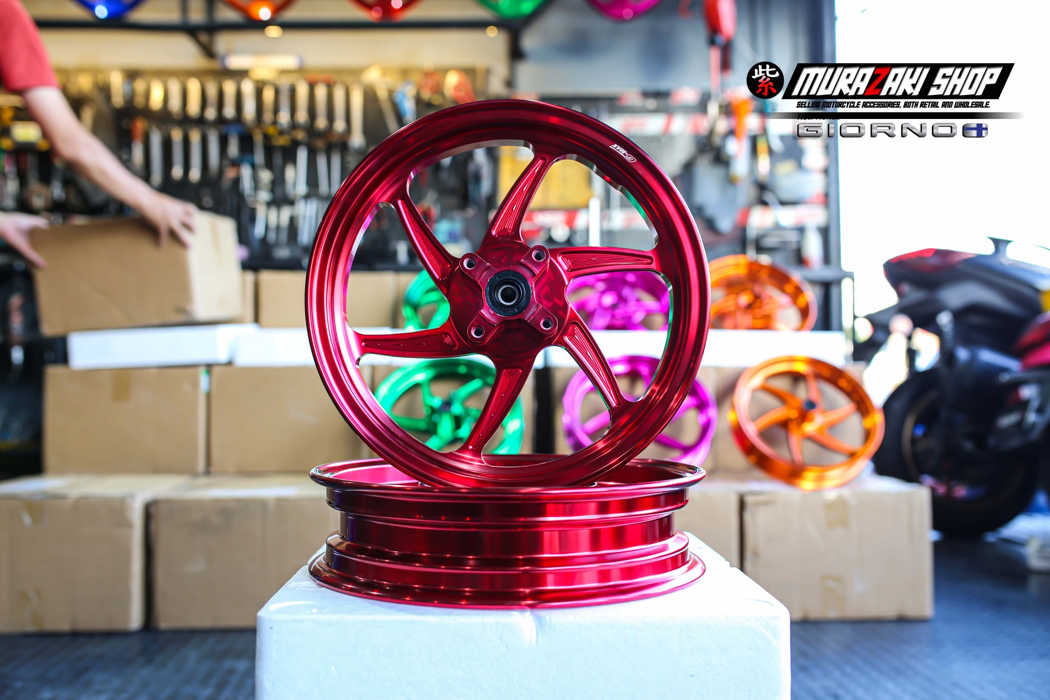 ล้อแม็ก G-MAX RACING GIORNO+ ABS/CBS (ขอบ12) GTR THAILAND แดง - ทอง - เขียว - น้ำเงิน - ส้ม - ม่วง - ชมพู ราคา 7,900 บาท/คู่