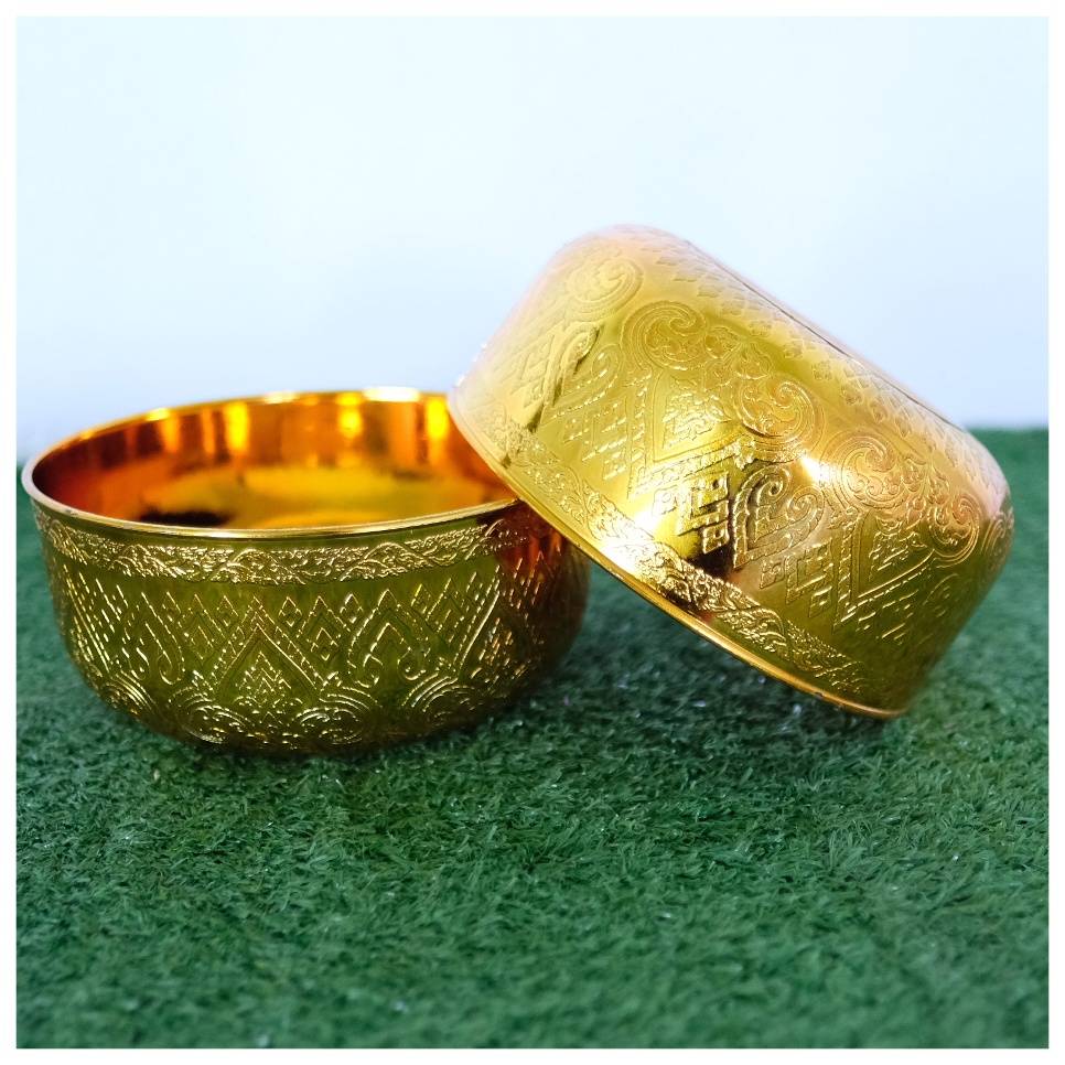 ขันน้ำลายไทย 18 ซม.(V) ทอง