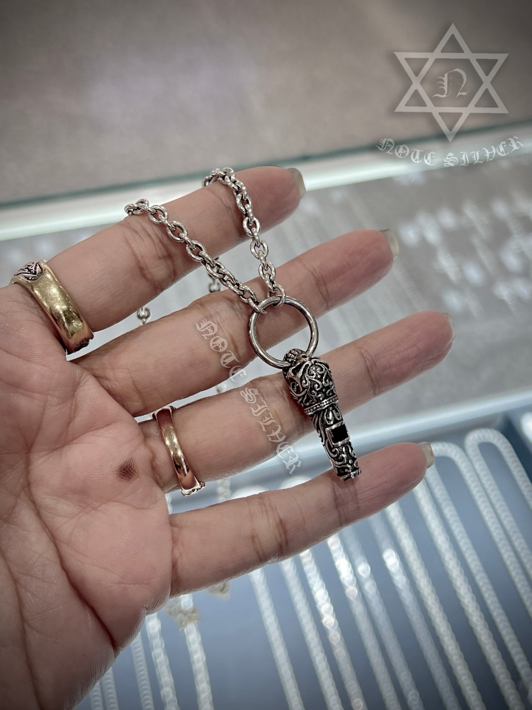 นกหวีดเงินแท้ ลายหัวกะโหลกSterling Silver 925NSPD2414