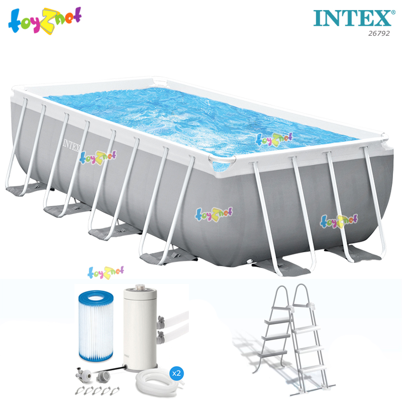 Intex Rect.Prism Frame Pool Set 4.88x2.44x1.07 m w/Cartridge Filter Pump-Ladder-Pool Cover-Ground Cloth no.26792
